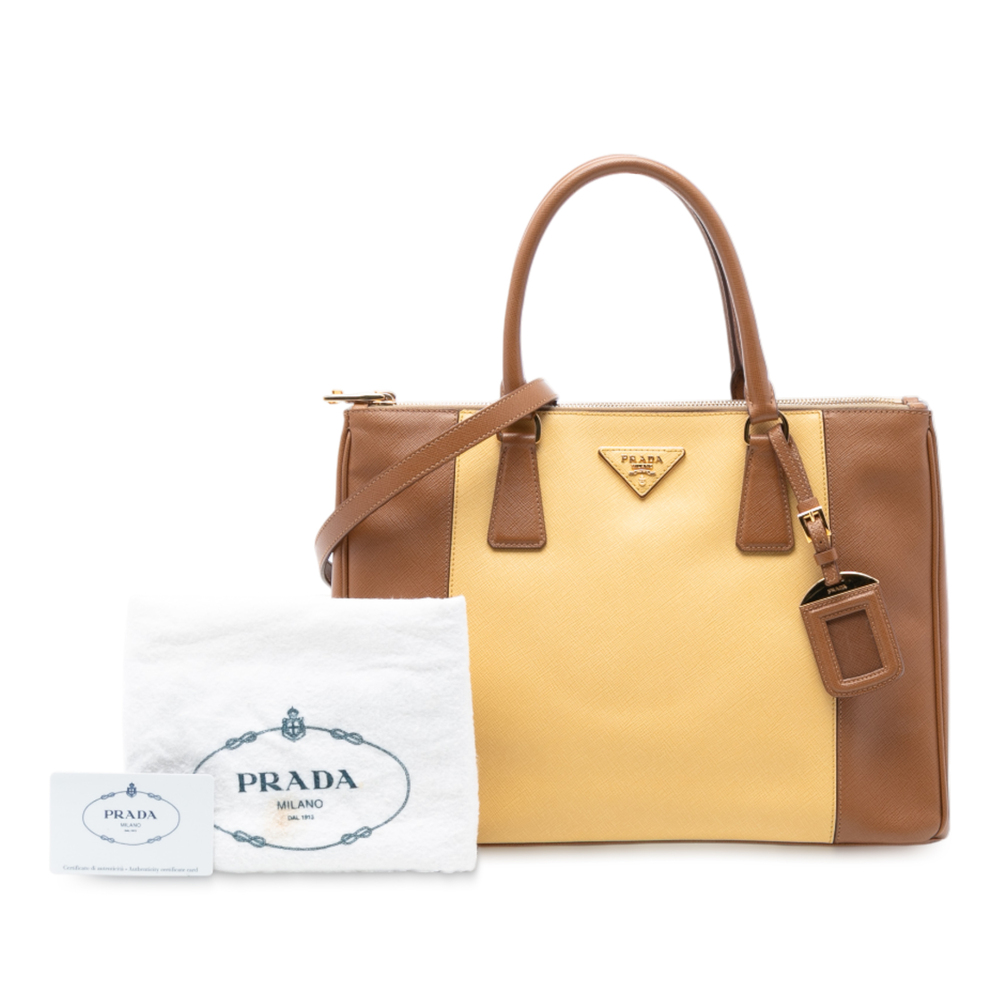 Pre-Loved Prada Medium Bicolor Saffiano Lux Galleria Double Zip Satchel - Picture 7 of 7